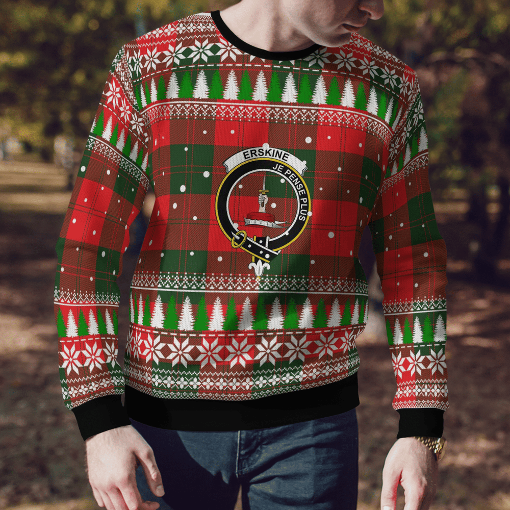 Clan Erskine Modern Crest Tartan Christmas Ugly Sweater JI23 Erskine Modern Crest Tartan Tartan Ugly Sweater