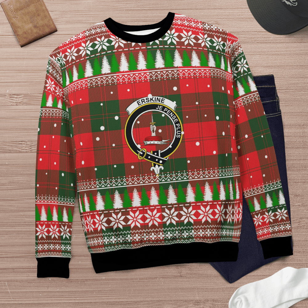 Clan Erskine Modern Crest Tartan Christmas Ugly Sweater JI23 Erskine Modern Crest Tartan Tartan Ugly Sweater