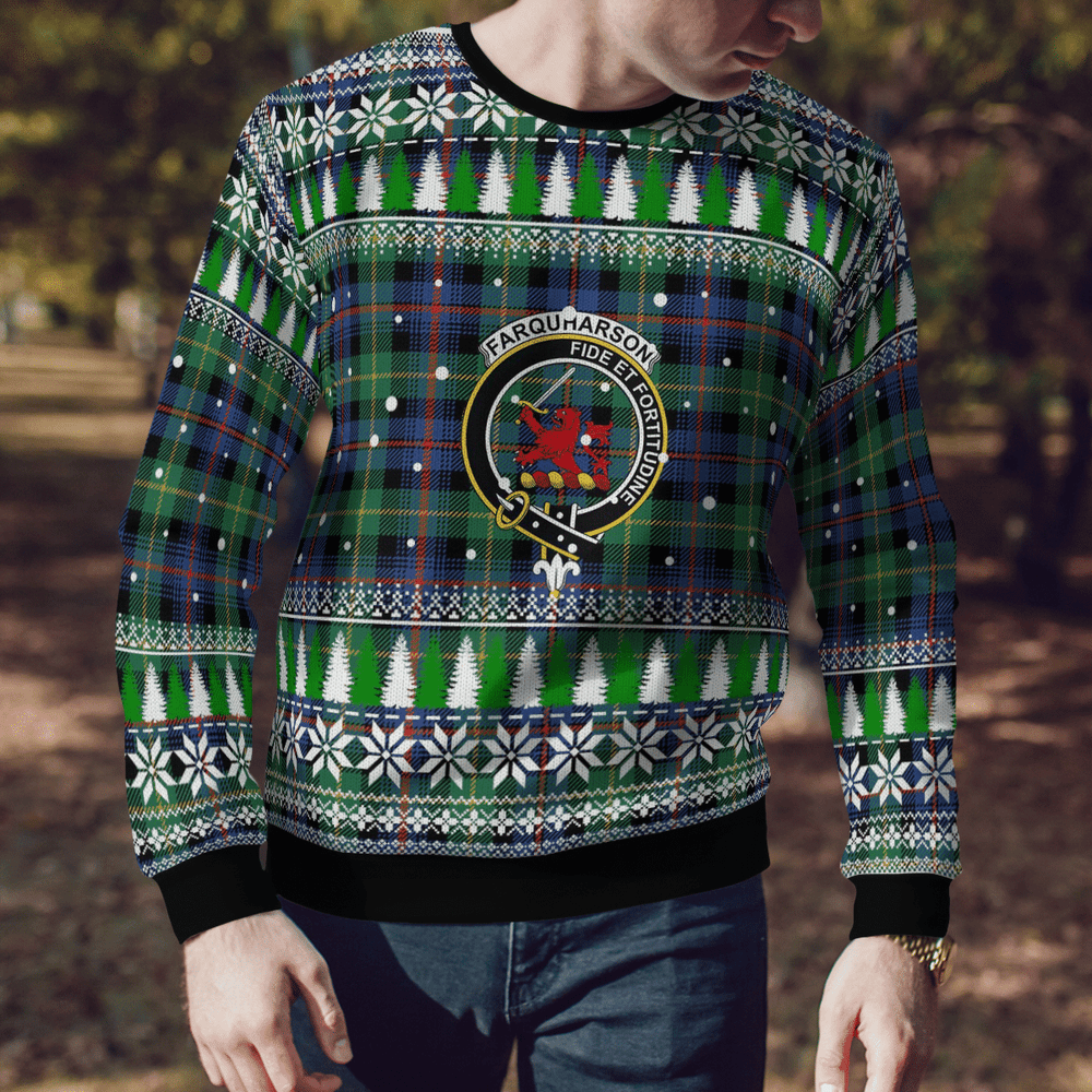 Clan Farquharson Ancient Crest Tartan Christmas Ugly Sweater ON82 Farquharson Ancient Crest Tartan Tartan Ugly Sweater