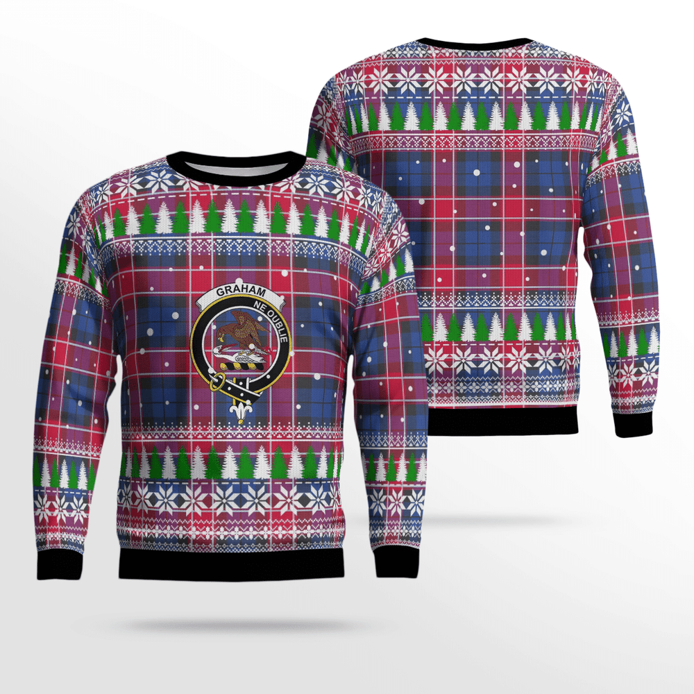 Clan Graham of Menteith Red Crest Tartan Christmas Ugly Sweater VQ97 Graham of Menteith Red Crest Tartan Tartan Ugly Sweater