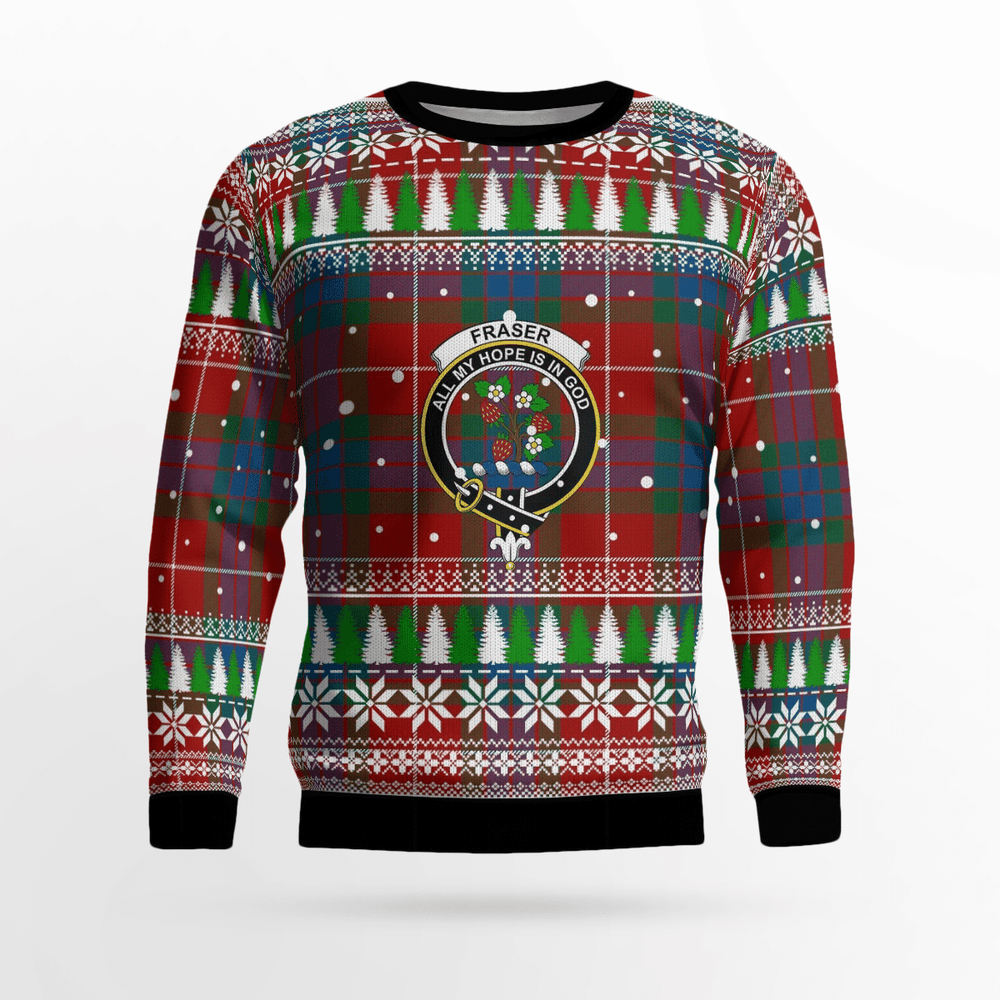 Clan Fraser Ancient Crest Tartan Christmas Ugly Sweater SJ91 Fraser Ancient Crest Tartan Tartan Ugly Sweater