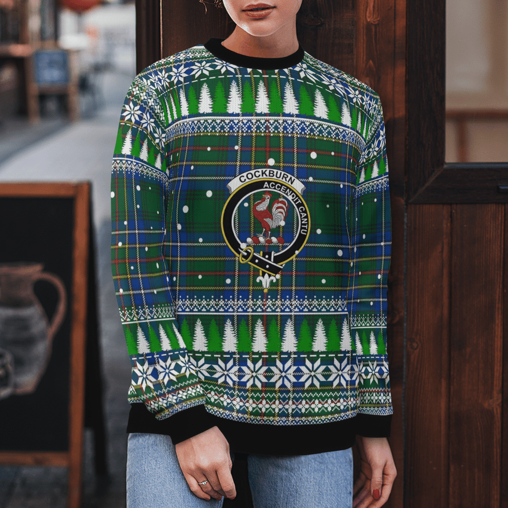 Clan Cockburn Ancient Crest Tartan Christmas Ugly Sweater HT82 Cockburn Ancient Crest Tartan Tartan Ugly Sweater
