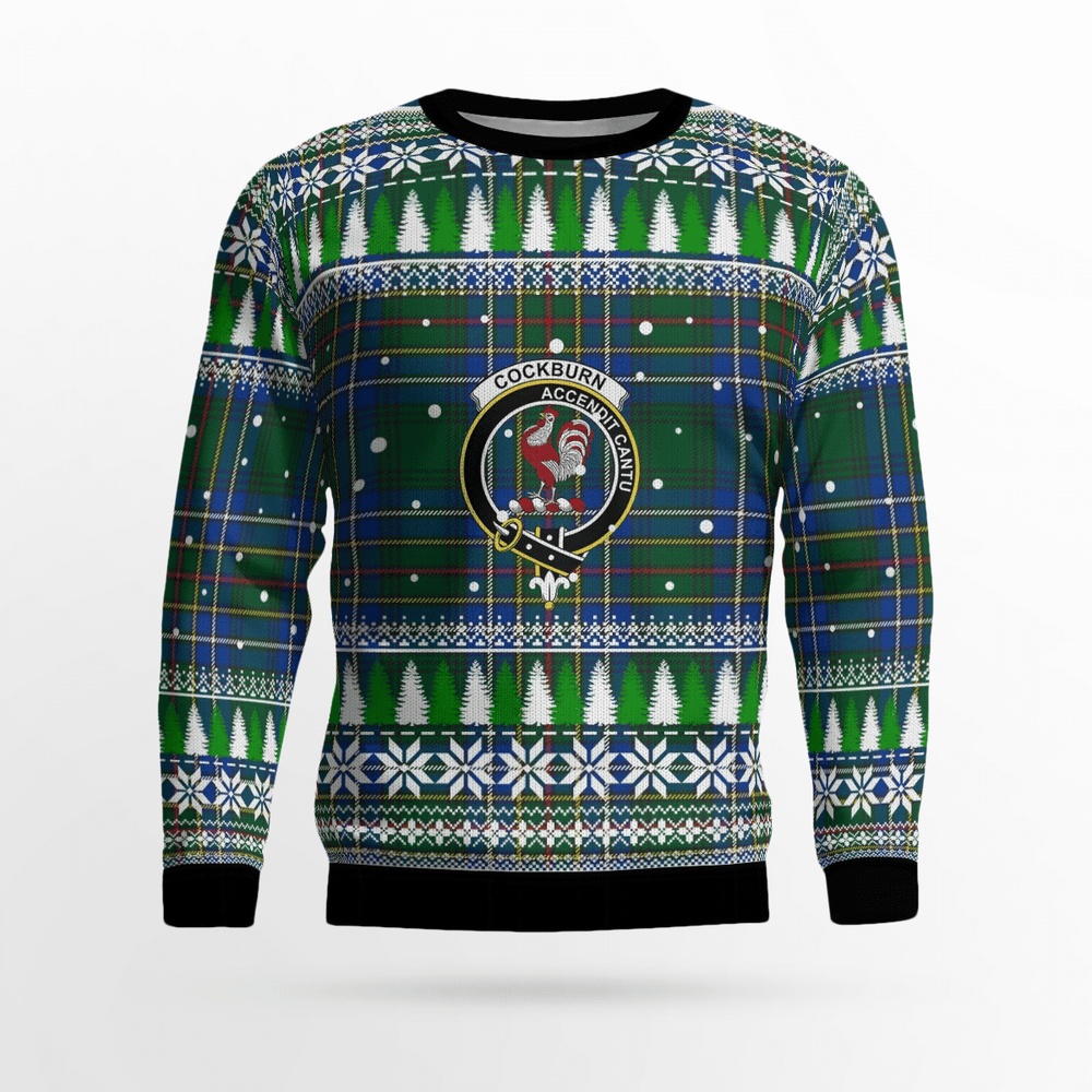 Clan Cockburn Ancient Crest Tartan Christmas Ugly Sweater HT82 Cockburn Ancient Crest Tartan Tartan Ugly Sweater