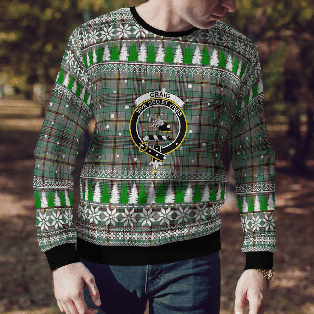 Clan Craig Crest Tartan Christmas Ugly Sweater LS68 Craig Crest Tartan Tartan Ugly Sweater