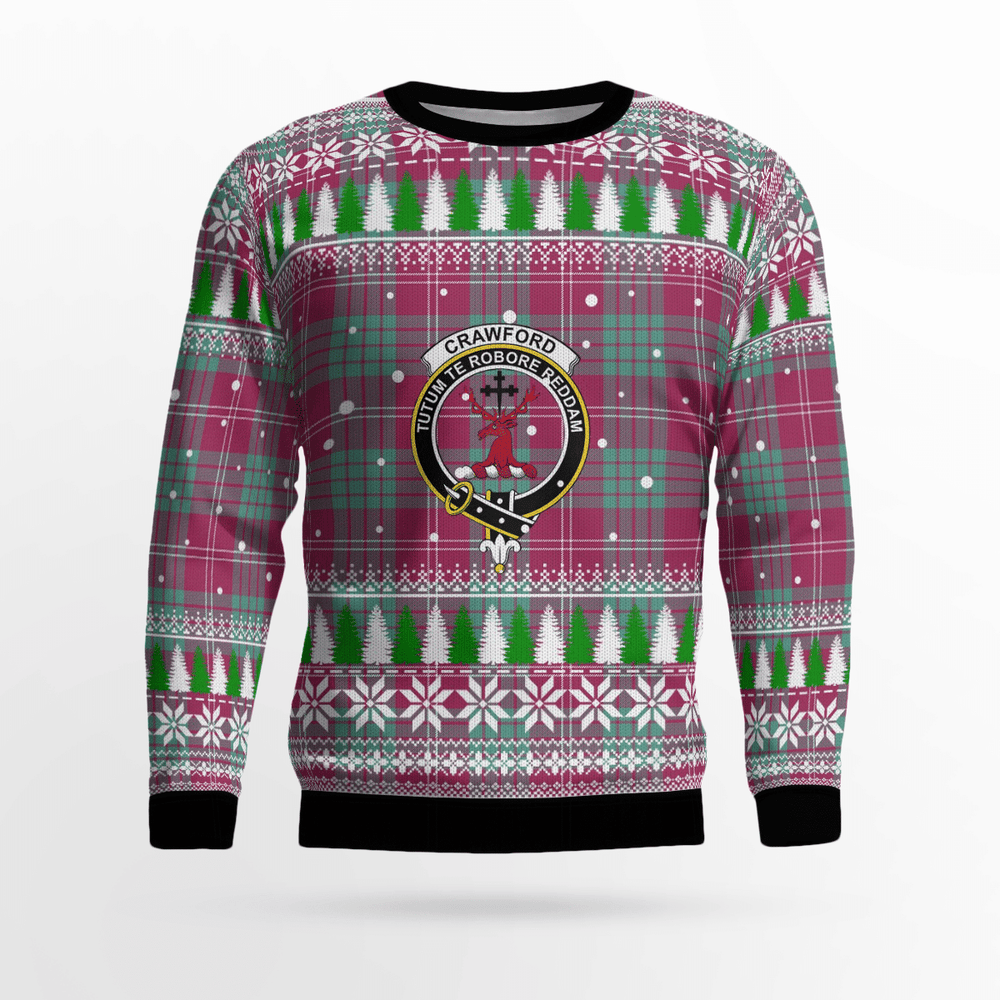 Clan Crawford Ancient Crest Tartan Christmas Ugly Sweater OH97 Crawford Ancient Crest Tartan Tartan Ugly Sweater