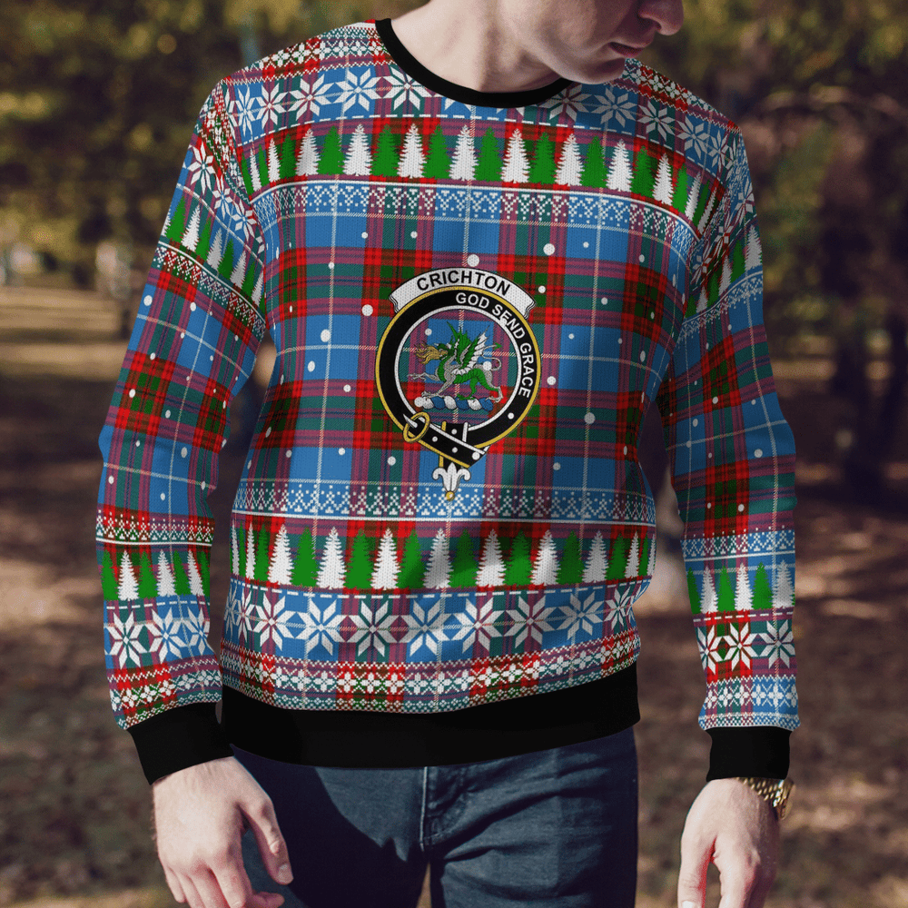 Clan Crichton District Crest Tartan Christmas Ugly Sweater LJ11 Crichton District Crest Tartan Tartan Ugly Sweater