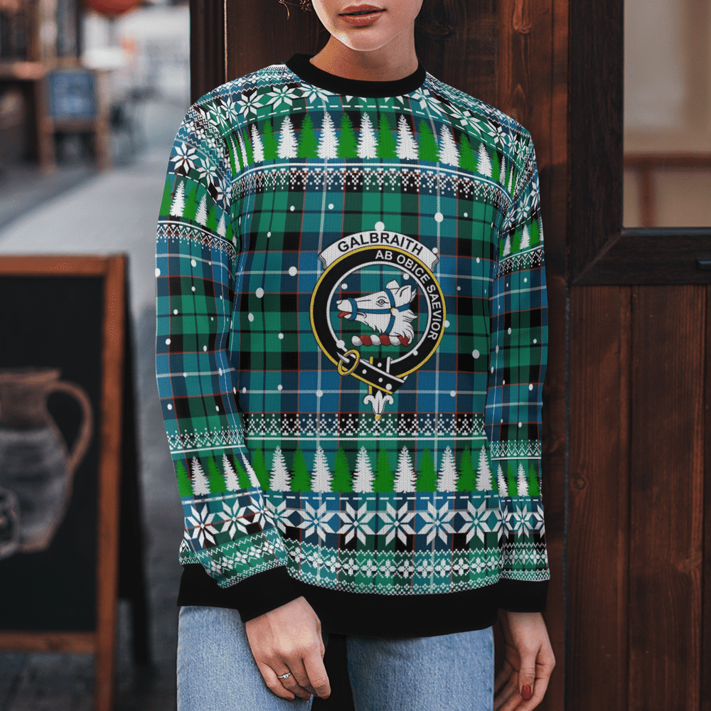 Clan Galbraith Ancient Crest Tartan Christmas Ugly Sweater RO45 Galbraith Ancient Crest Tartan Tartan Ugly Sweater