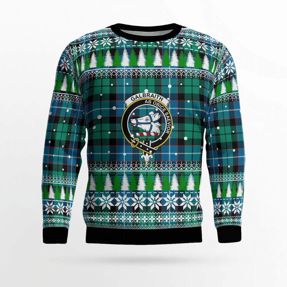 Clan Galbraith Ancient Crest Tartan Christmas Ugly Sweater RO45 Galbraith Ancient Crest Tartan Tartan Ugly Sweater