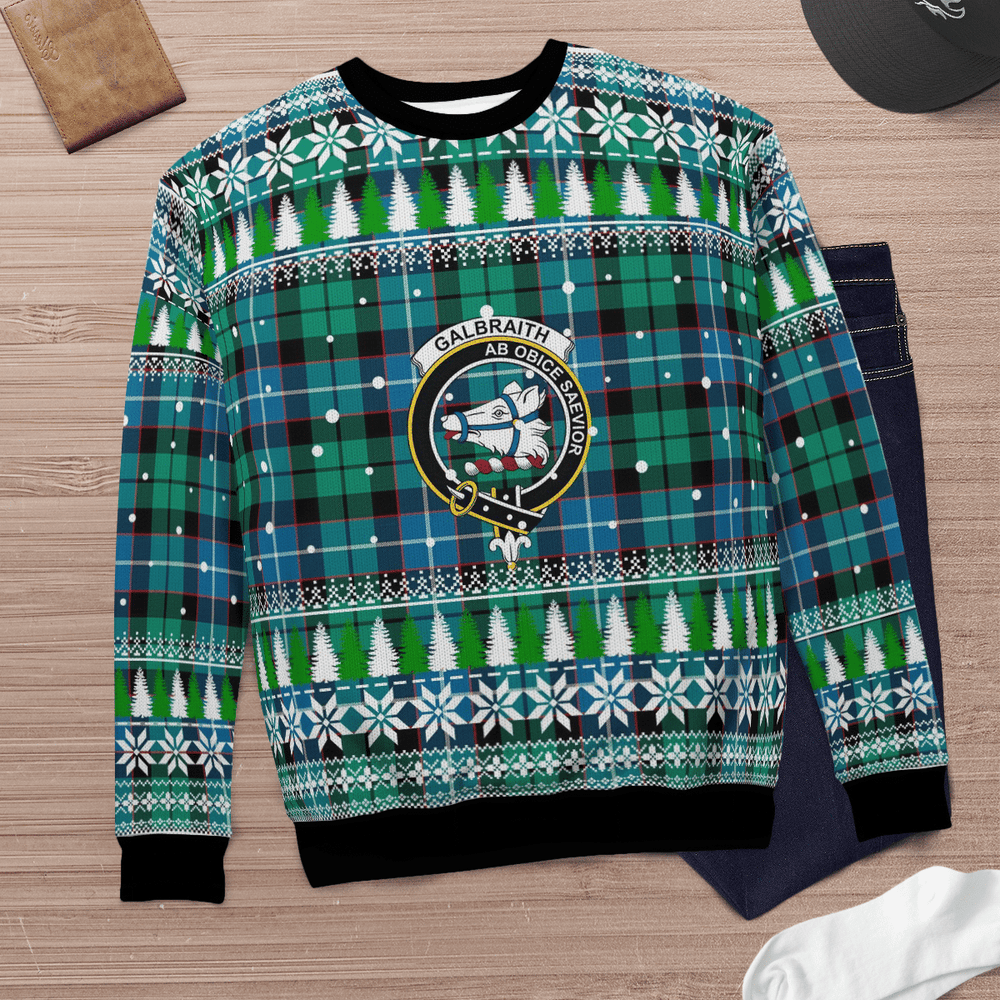 Clan Galbraith Ancient Crest Tartan Christmas Ugly Sweater RO45 Galbraith Ancient Crest Tartan Tartan Ugly Sweater
