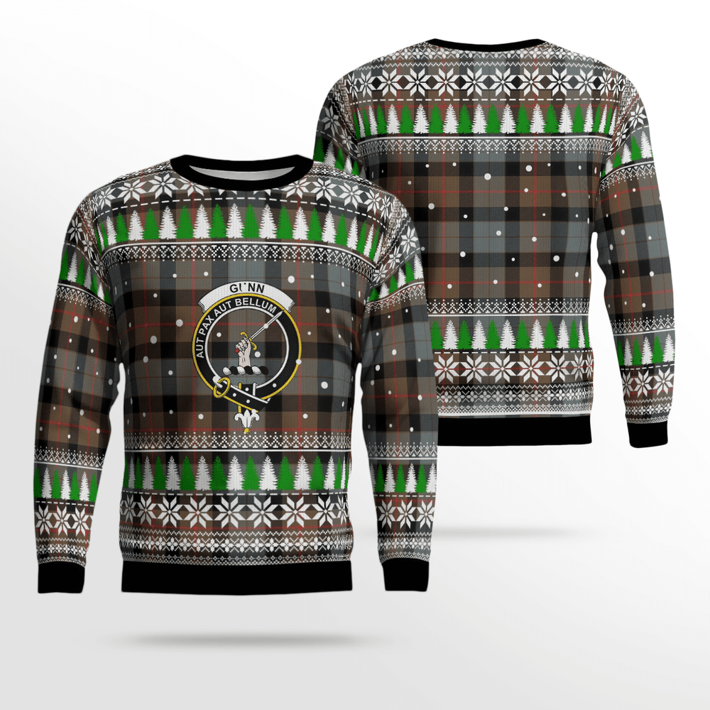 Clan Gunn Weathered Crest Tartan Christmas Ugly Sweater DI62 Gunn Weathered Crest Tartan Tartan Ugly Sweater
