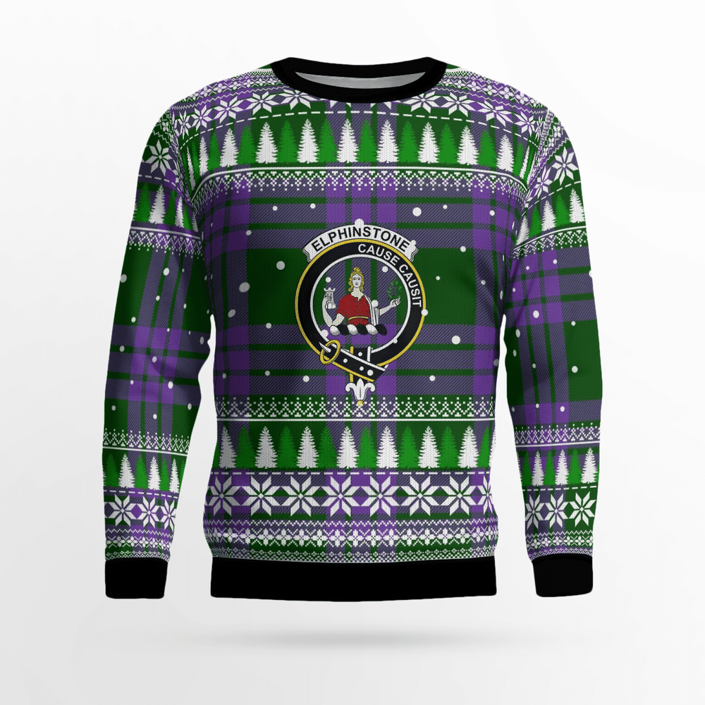 Clan Elphinstone Crest Tartan Christmas Ugly Sweater BJ80 Elphinstone Crest Tartan Tartan Ugly Sweater