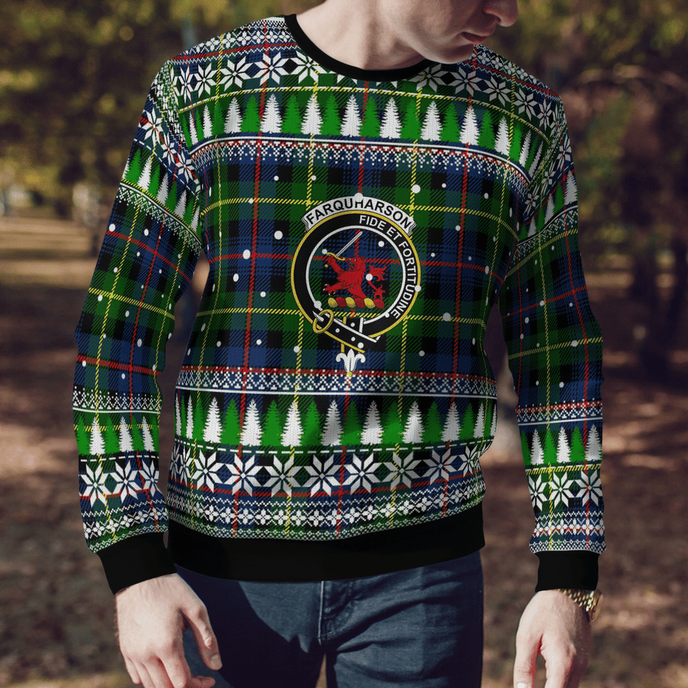 Clan Farquharson Modern Crest Tartan Christmas Ugly Sweater OK69 Farquharson Modern Crest Tartan Tartan Ugly Sweater
