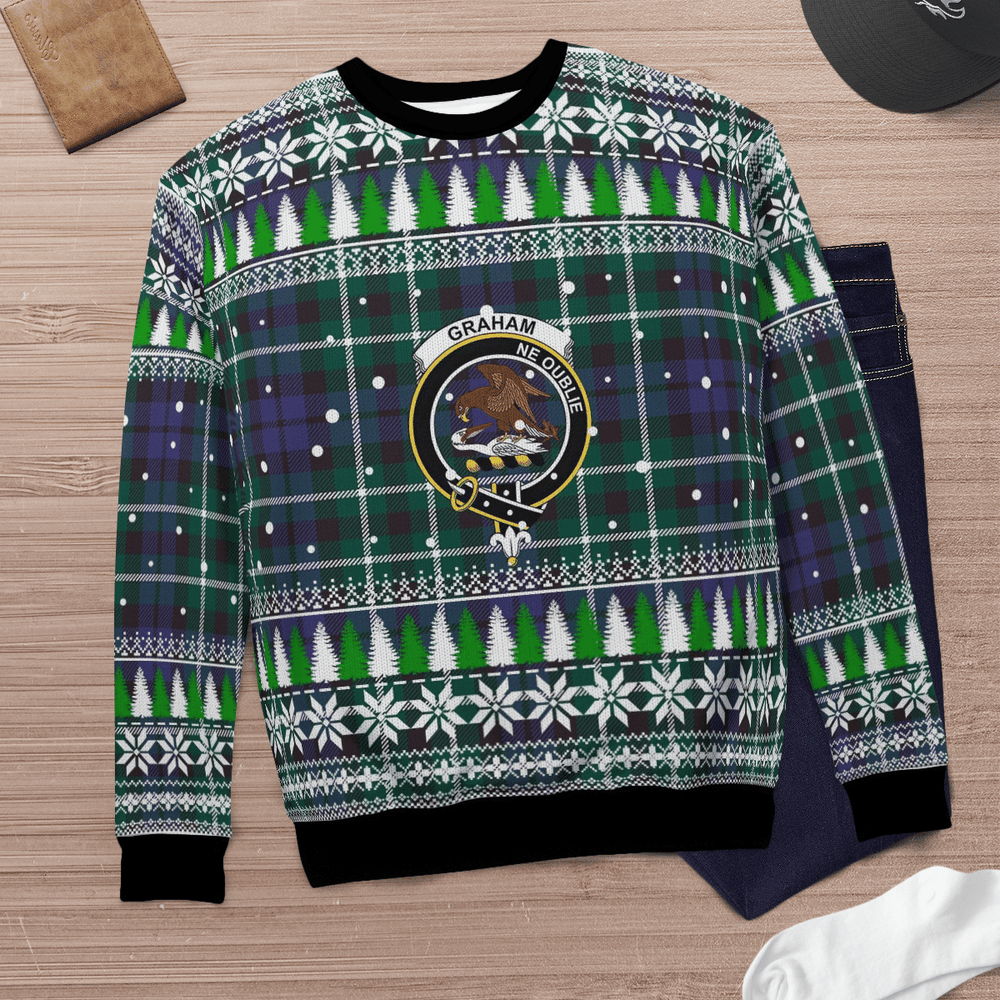 Clan Graham of Montrose Modern Crest Tartan Christmas Ugly Sweater GI81 Graham of Montrose Modern Crest Tartan Tartan Ugly Sweater