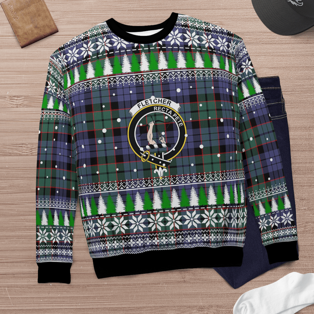 Clan Fletcher Modern Crest Tartan Christmas Ugly Sweater FD49 Fletcher Modern Crest Tartan Tartan Ugly Sweater