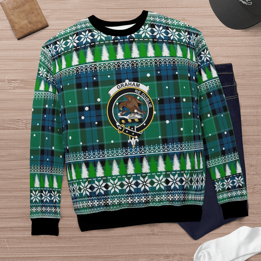 Clan Graham of Menteith Ancient Crest Tartan Christmas Ugly Sweater OR81 Graham of Menteith Ancient Crest Tartan Tartan Ugly Sweater