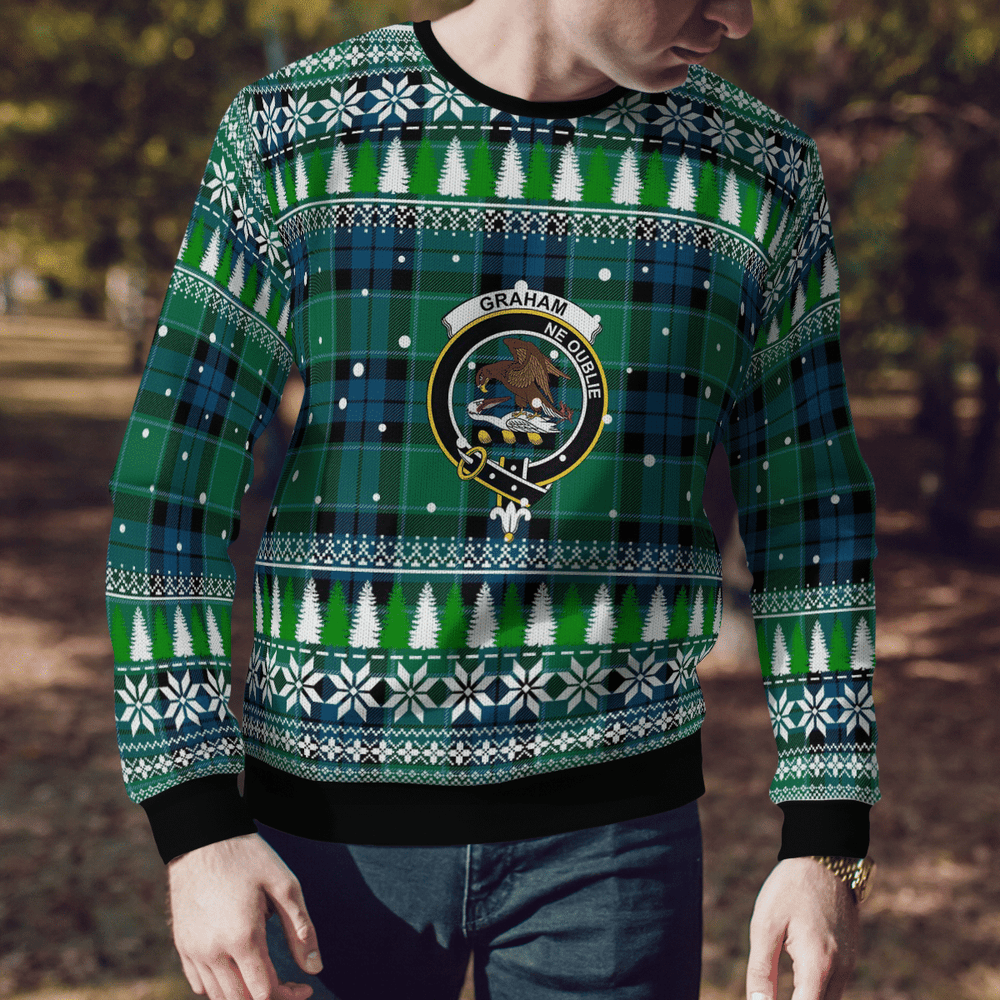 Clan Graham of Menteith Ancient Crest Tartan Christmas Ugly Sweater OR81 Graham of Menteith Ancient Crest Tartan Tartan Ugly Sweater