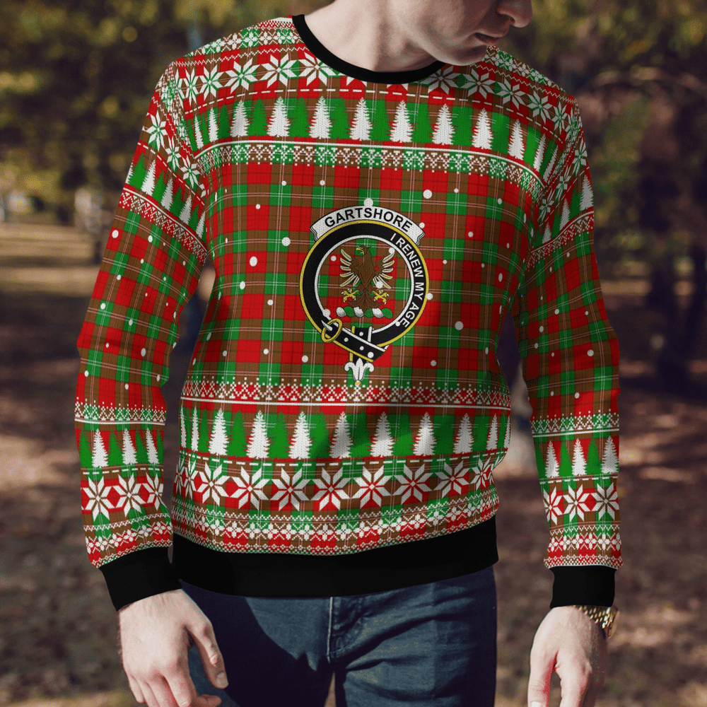 Clan Gartshore Crest Tartan Christmas Ugly Sweater BS24 Gartshore Crest Tartan Tartan Ugly Sweater