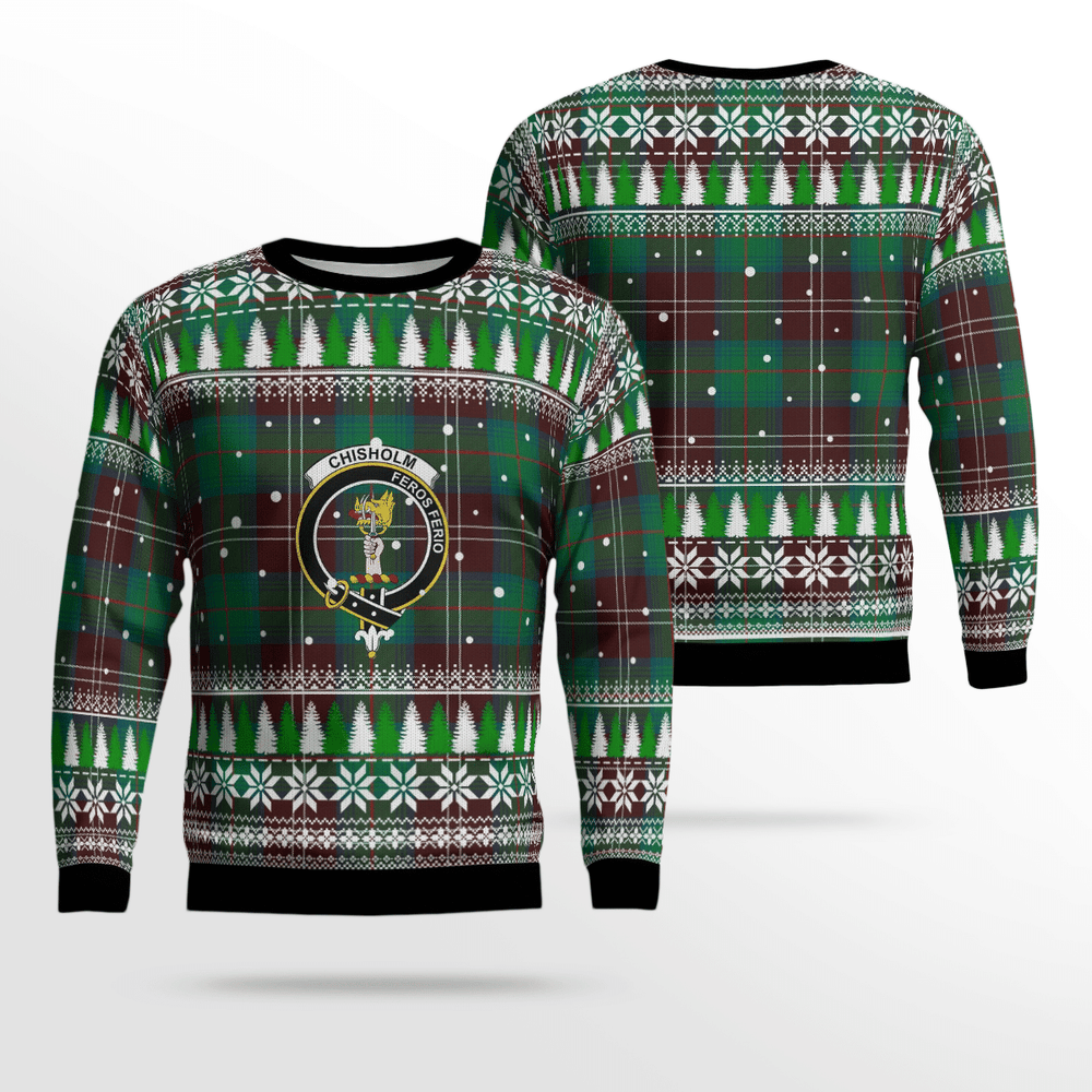 Clan Chisholm Hunting Ancient Crest Tartan Christmas Ugly Sweater GR44 Chisholm Hunting Ancient Crest Tartan Tartan Ugly Sweater