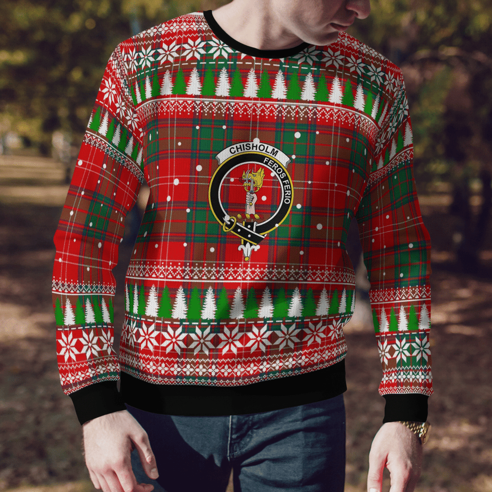 Clan Chisholm Modern Crest Tartan Christmas Ugly Sweater KJ85 Chisholm Modern Crest Tartan Tartan Ugly Sweater