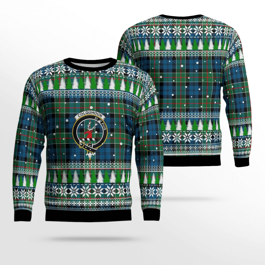 Clan Colquhoun Ancient Crest Tartan Christmas Ugly Sweater UZ70 Colquhoun Ancient Crest Tartan Tartan Ugly Sweater