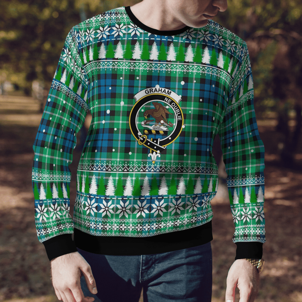 Clan Graham of Montrose Ancient Crest Tartan Christmas Ugly Sweater BK70 Graham of Montrose Ancient Crest Tartan Tartan Ugly Sweater
