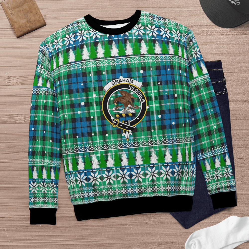 Clan Graham of Montrose Ancient Crest Tartan Christmas Ugly Sweater BK70 Graham of Montrose Ancient Crest Tartan Tartan Ugly Sweater