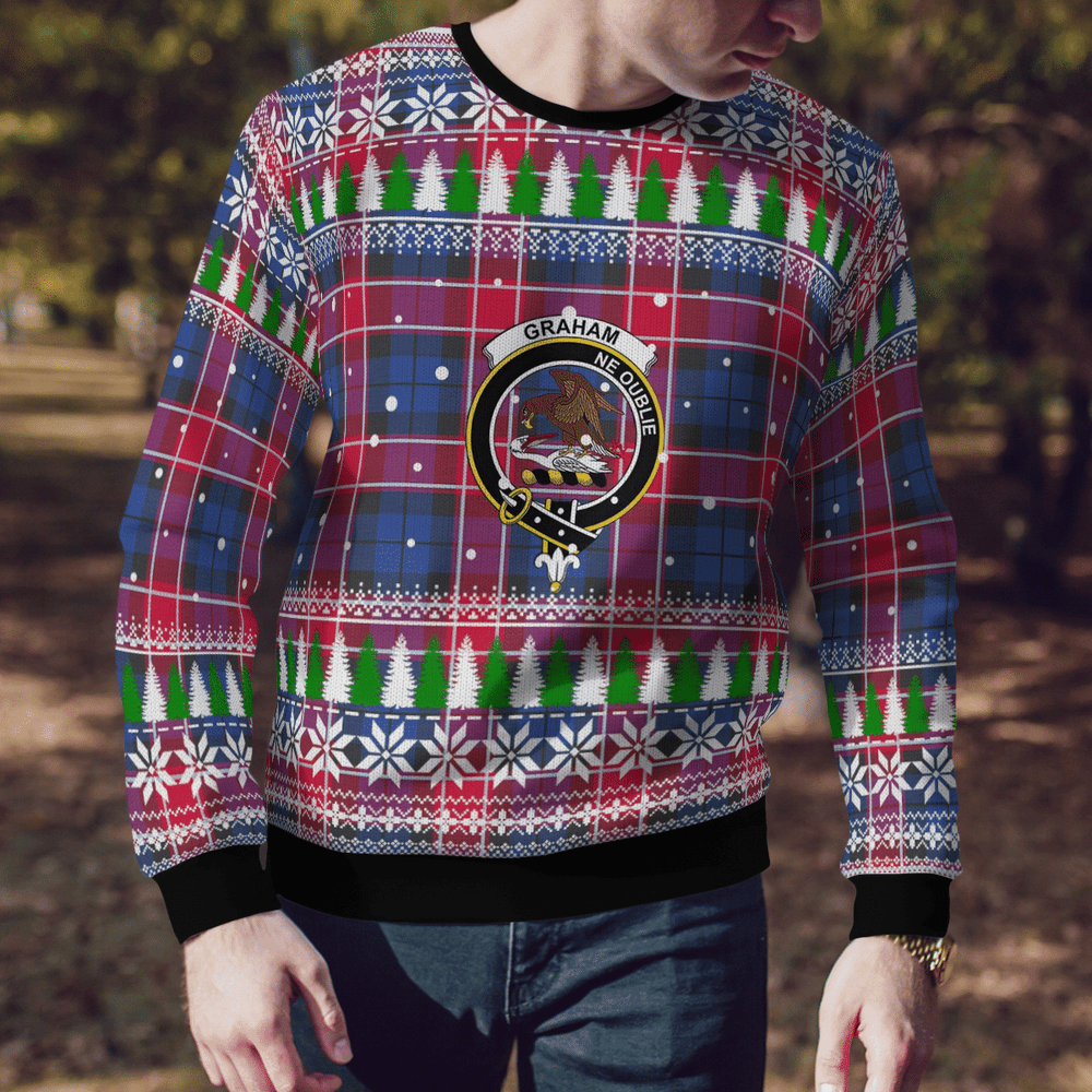 Clan Graham of Menteith Red Crest Tartan Christmas Ugly Sweater VQ97 Graham of Menteith Red Crest Tartan Tartan Ugly Sweater
