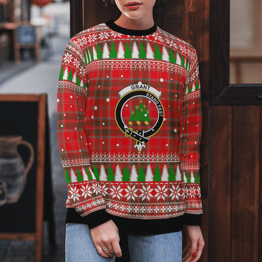 Clan Grant Weathered Crest Tartan Christmas Ugly Sweater GG19 Grant Weathered Crest Tartan Tartan Ugly Sweater