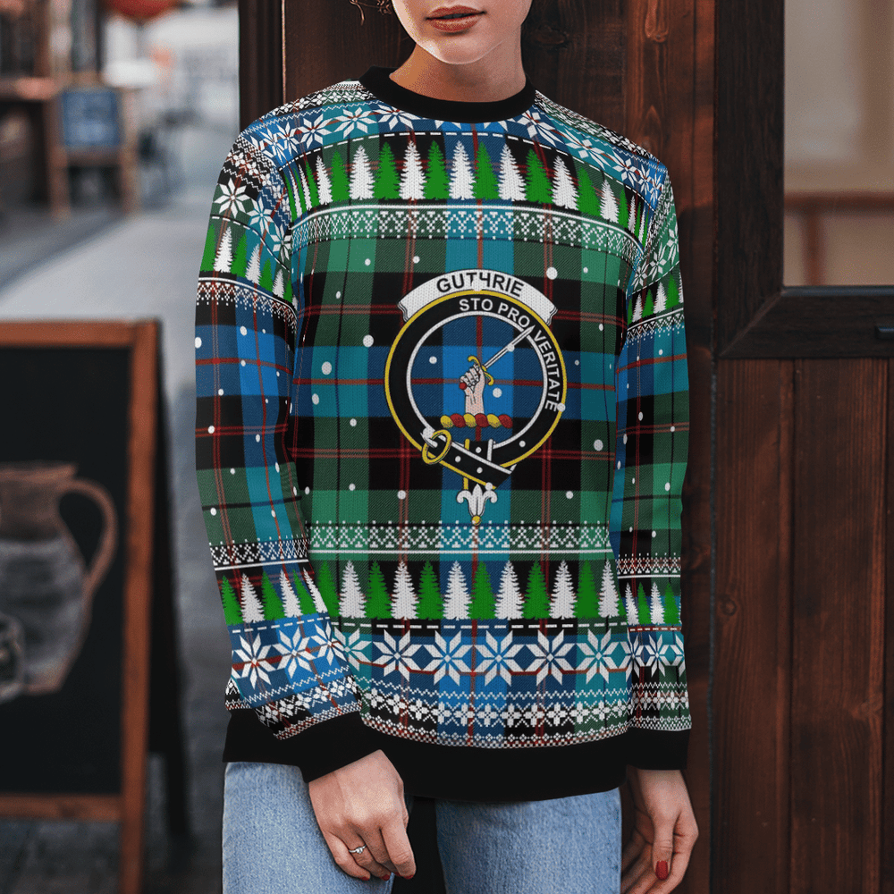 Clan Guthrie Ancient Crest Tartan Christmas Ugly Sweater MK40 Guthrie Ancient Crest Tartan Tartan Ugly Sweater