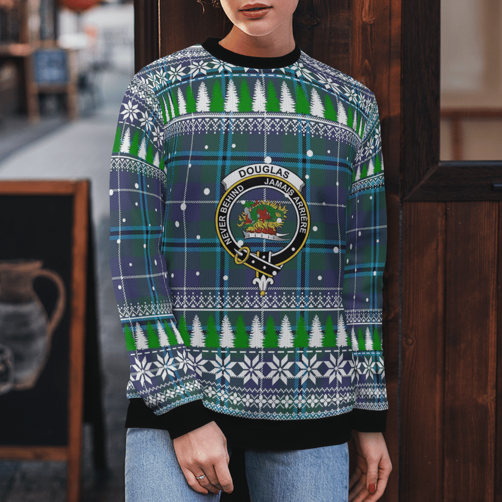 Clan Douglas Modern Crest Tartan Christmas Ugly Sweater XZ59 Douglas Modern Crest Tartan Tartan Ugly Sweater