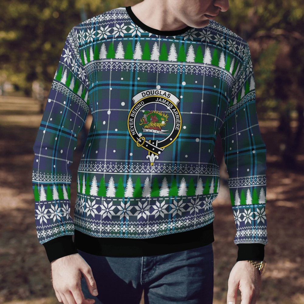 Clan Douglas Modern Crest Tartan Christmas Ugly Sweater XZ59 Douglas Modern Crest Tartan Tartan Ugly Sweater