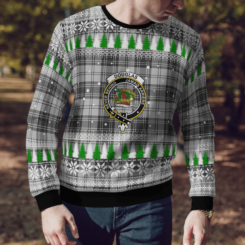 Clan Douglas Grey Modern Crest Tartan Christmas Ugly Sweater GC82 Douglas Grey Modern Crest Tartan Tartan Ugly Sweater