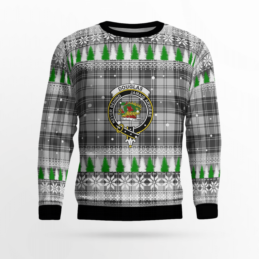 Clan Douglas Grey Modern Crest Tartan Christmas Ugly Sweater GC82 Douglas Grey Modern Crest Tartan Tartan Ugly Sweater