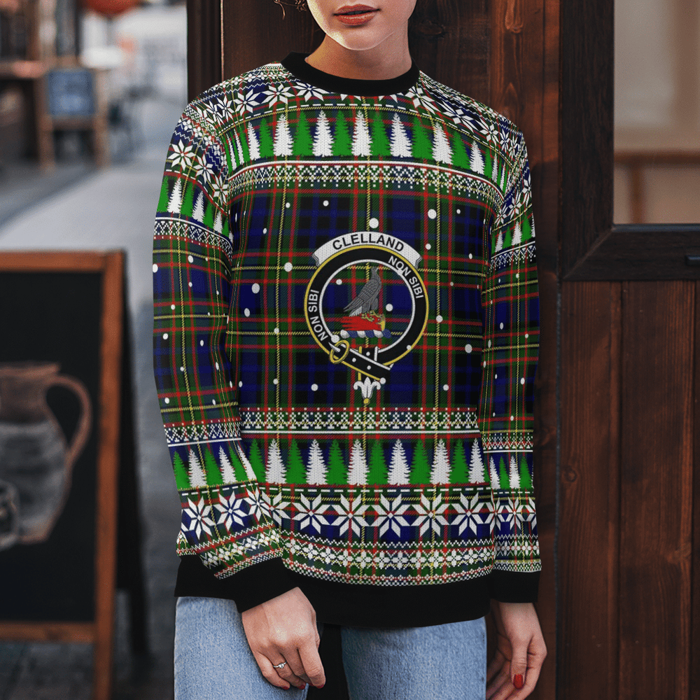 Clan Clelland Modern Crest Tartan Christmas Ugly Sweater SH81 Clelland Modern Crest Tartan Tartan Ugly Sweater
