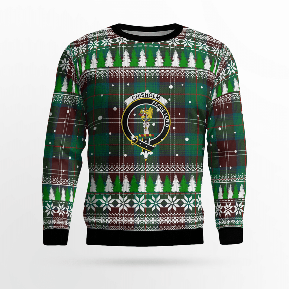 Clan Chisholm Hunting Ancient Crest Tartan Christmas Ugly Sweater GR44 Chisholm Hunting Ancient Crest Tartan Tartan Ugly Sweater