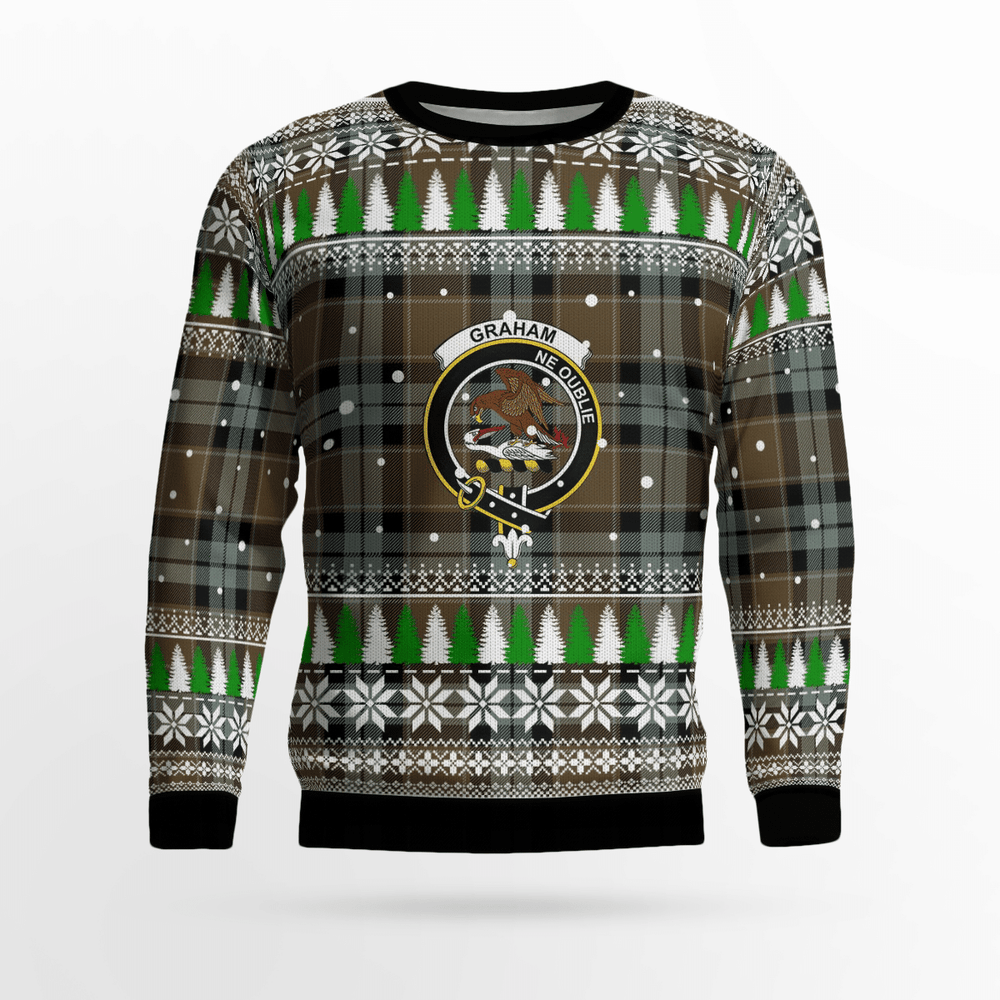 Clan Graham of Menteith Weathered Crest Tartan Christmas Ugly Sweater DM60 Graham of Menteith Weathered Crest Tartan Tartan Ugly Sweater