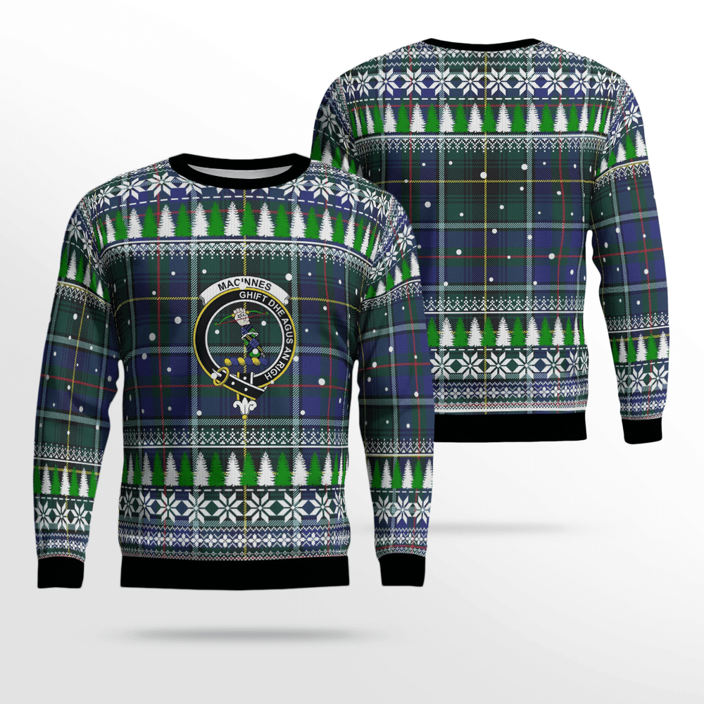 Clan MacInnes Modern Crest Tartan Christmas Ugly Sweater NO10 MacInnes Modern Crest Tartan Tartan Ugly Sweater
