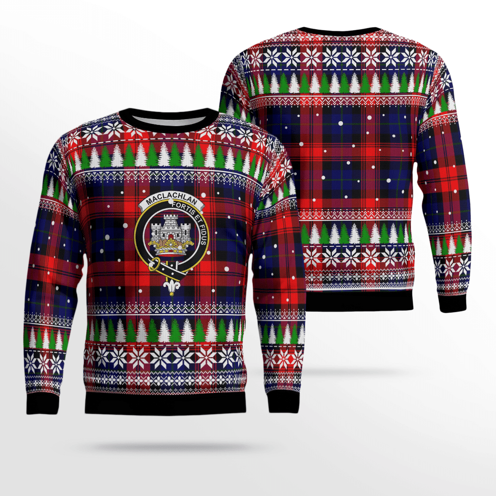 Clan MacLachlan Modern Crest Tartan Christmas Ugly Sweater JH24 MacLachlan Modern Crest Tartan Tartan Ugly Sweater