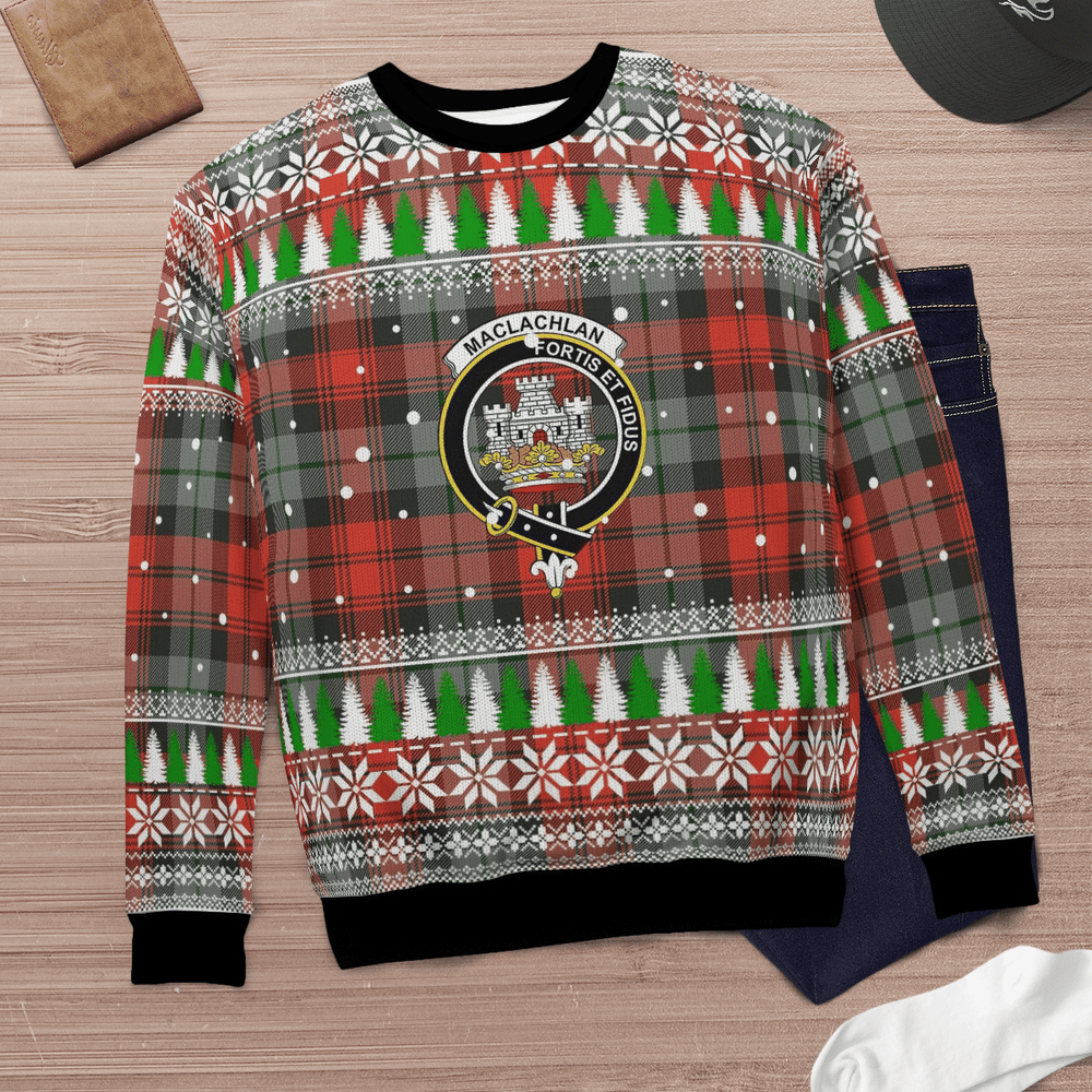 Clan MacLachlan Weathered Crest Tartan Christmas Ugly Sweater MB27 MacLachlan Weathered Crest Tartan Tartan Ugly Sweater