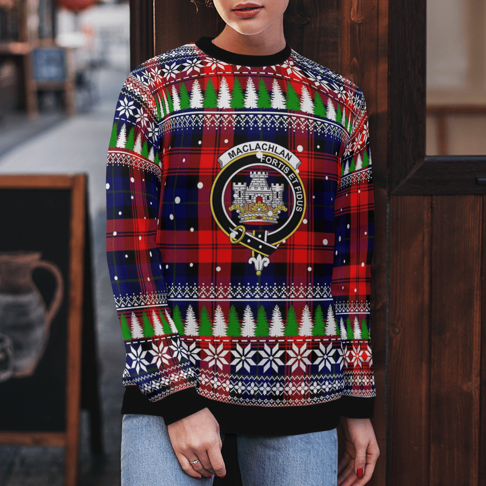 Clan MacLachlan Modern Crest Tartan Christmas Ugly Sweater JH24 MacLachlan Modern Crest Tartan Tartan Ugly Sweater