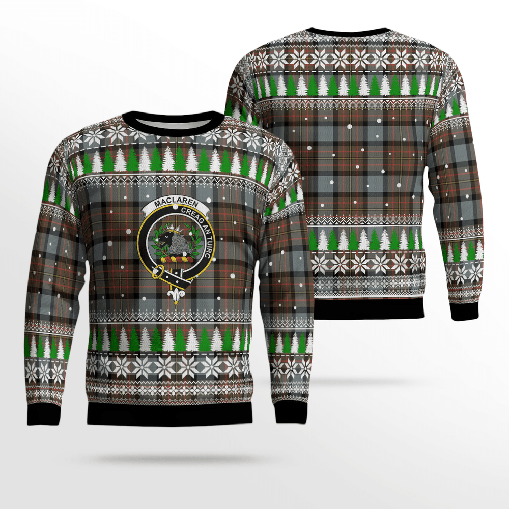 Clan MacLaren Weathered Crest Tartan Christmas Ugly Sweater QX62 MacLaren Weathered Crest Tartan Tartan Ugly Sweater