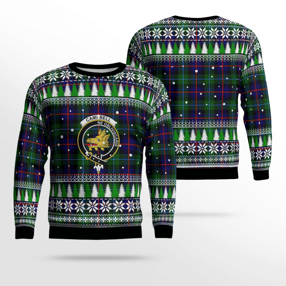Clan Campbell of Cawdor Modern Crest Tartan Christmas Ugly Sweater RM69 Campbell of Cawdor Modern Crest Tartan Tartan Ugly Sweater