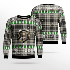 Clan Menzies Black & White Ancient Crest Tartan Christmas Ugly Sweater HC69 Menzies Black & White Ancient Crest Tartan Tartan Ugly Sweater