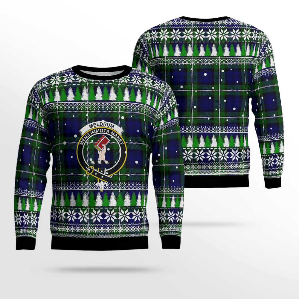 Clan Meldrum Forbes Crest Tartan Christmas Ugly Sweater DE50 Meldrum Forbes Crest Tartan Tartan Ugly Sweater