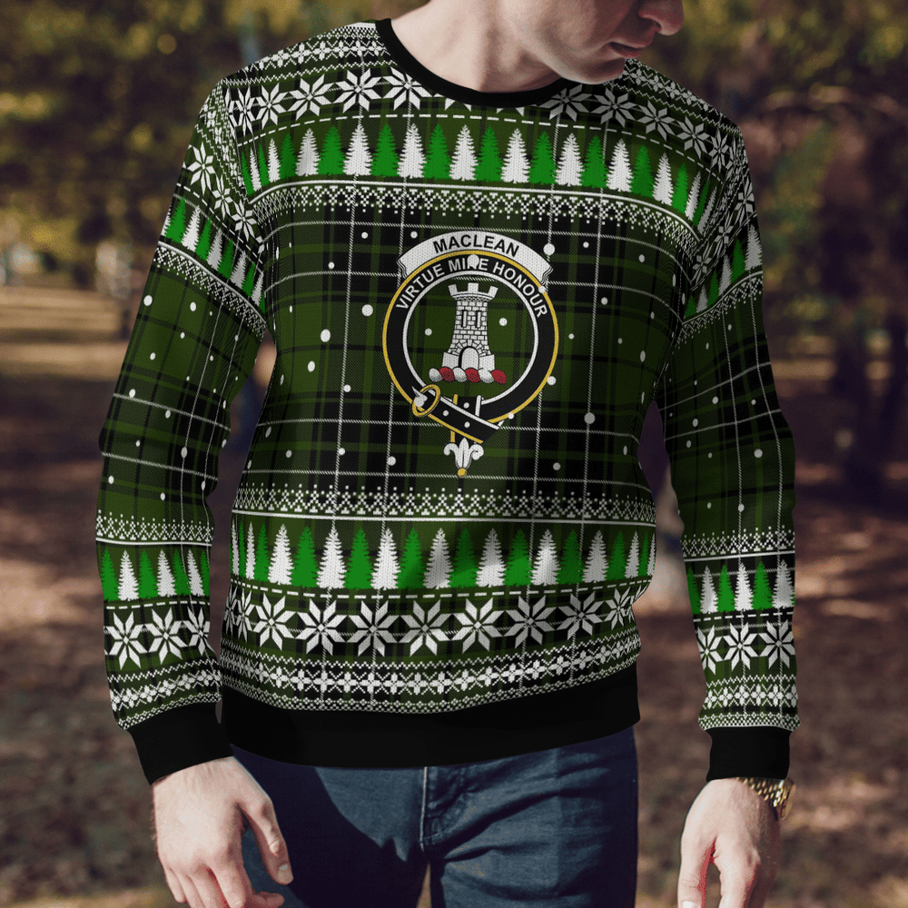 Clan MacLean Hunting Crest Tartan Christmas Ugly Sweater KJ75 MacLean Hunting Crest Tartan Tartan Ugly Sweater