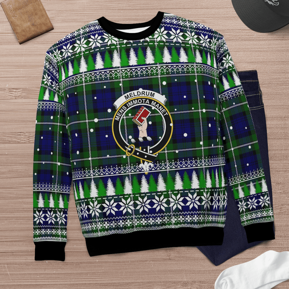 Clan Meldrum Forbes Crest Tartan Christmas Ugly Sweater DE50 Meldrum Forbes Crest Tartan Tartan Ugly Sweater