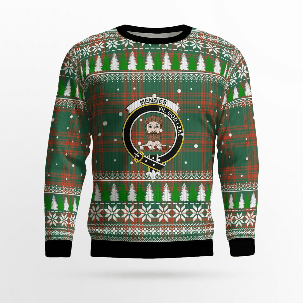 Clan Menzies Green Ancient Crest Tartan Christmas Ugly Sweater KI63 Menzies Green Ancient Crest Tartan Tartan Ugly Sweater