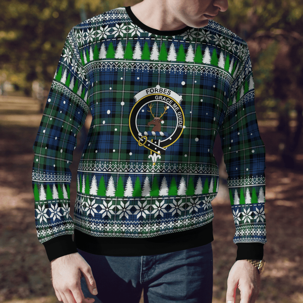 Clan Forbes Ancient Crest Tartan Christmas Ugly Sweater FK76 Forbes Ancient Crest Tartan Tartan Ugly Sweater