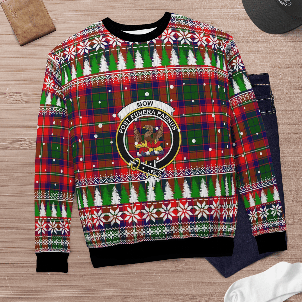Clan Mow (Roxburgh) Crest Tartan Christmas Ugly Sweater OB22 Mow (Roxburgh) Crest Tartan Tartan Ugly Sweater