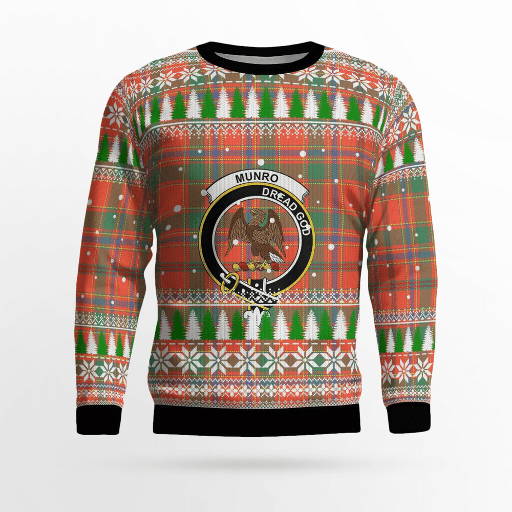 Clan Munro Ancient Crest Tartan Christmas Ugly Sweater BS74 Munro Ancient Crest Tartan Tartan Ugly Sweater